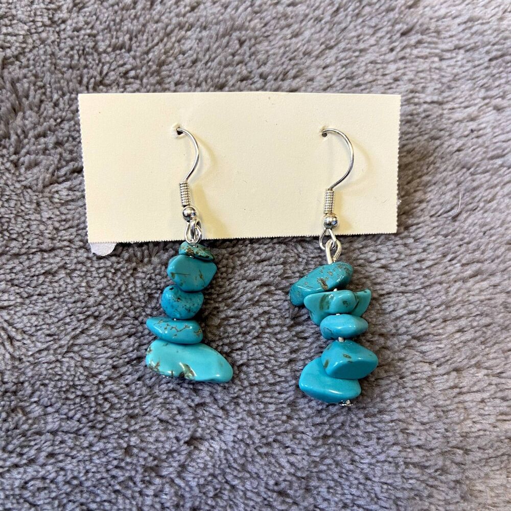 Handmade Turquoise Crystal Chip Earrings